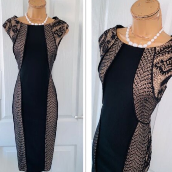 Joseph Ribkoff Dresses & Skirts - Joseph Ribkoff Black and Beige Lace Dress